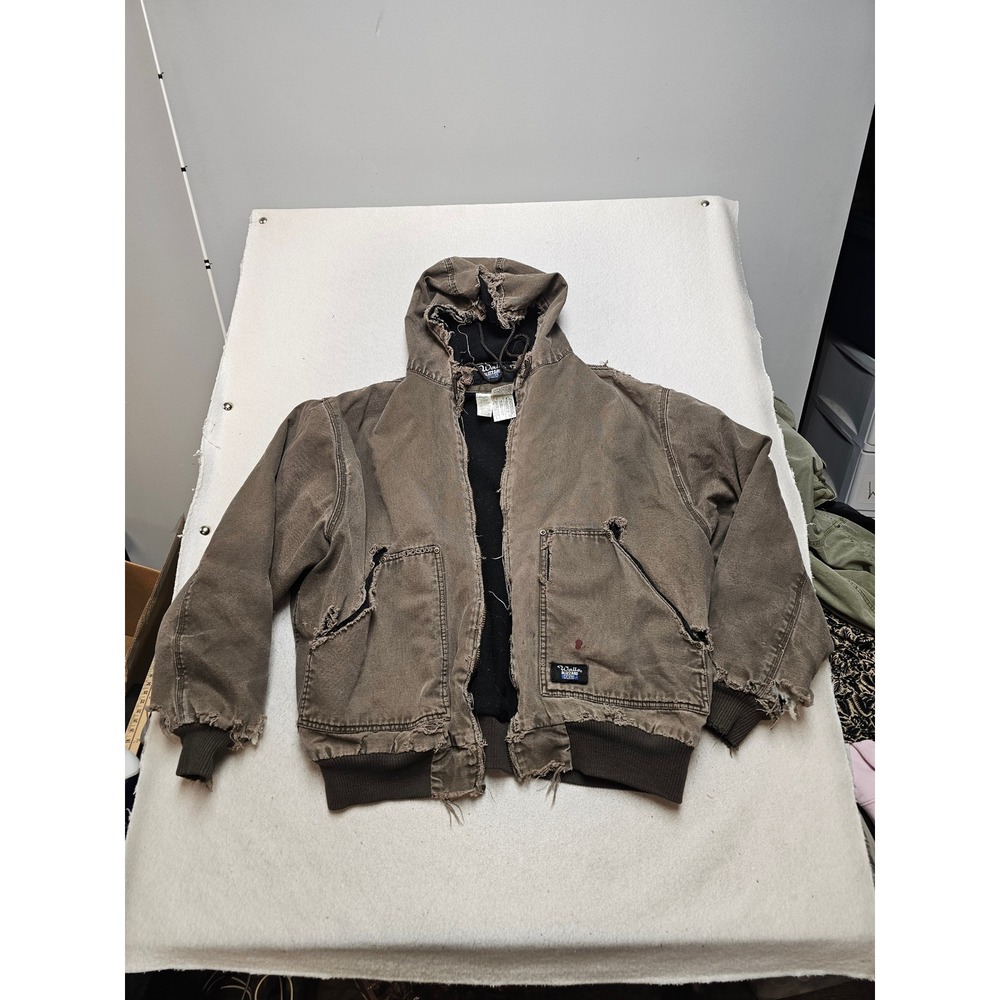 Walls Blizzard Pruf Distressed Work Jacket Mens 2XL Brown Duck Canvas Hooded